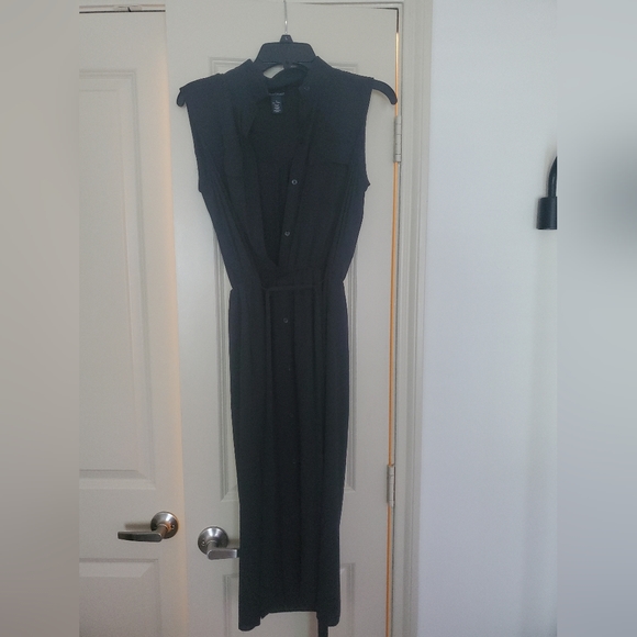 WHBM Black Button Up Dress Sleevless - Picture 3 of 4